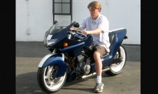 Alex Gurney testing a finished Alligator Motorcycle