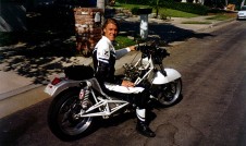 Alex Gurney testing an Early Alligator Motorcycle Prototype