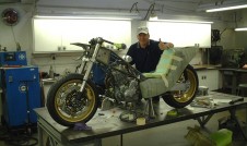 Justin Gurney working on the Alligator Motorcycle